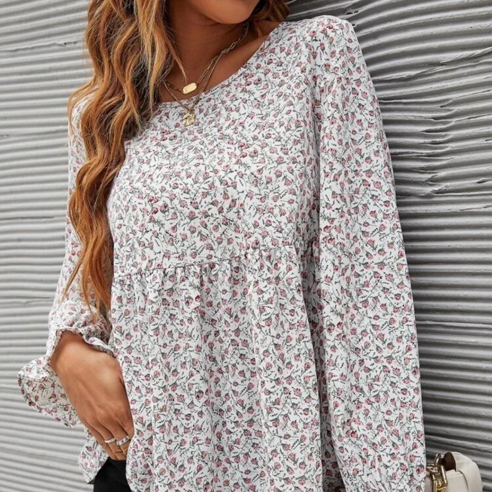 SHEIN Women's Floral Peplum Blouse NWT - Picture 3 of 12